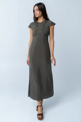 Tammy Embroidered Maxi Dress in Olive