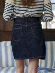 Kayleigh Vintage A-Line Cotton Denim Skirt