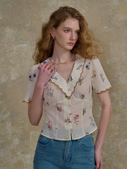 Raven V-Neck Floral 100% Cotton Blouse