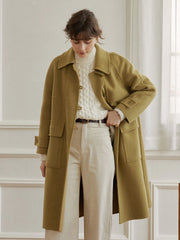 Simple Retro Kiera Wool Green Long Coat