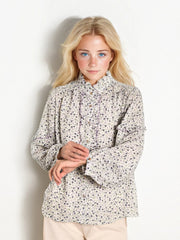 Celia Stand-Up Collar Printing Collision Long-Sleeved Shirt