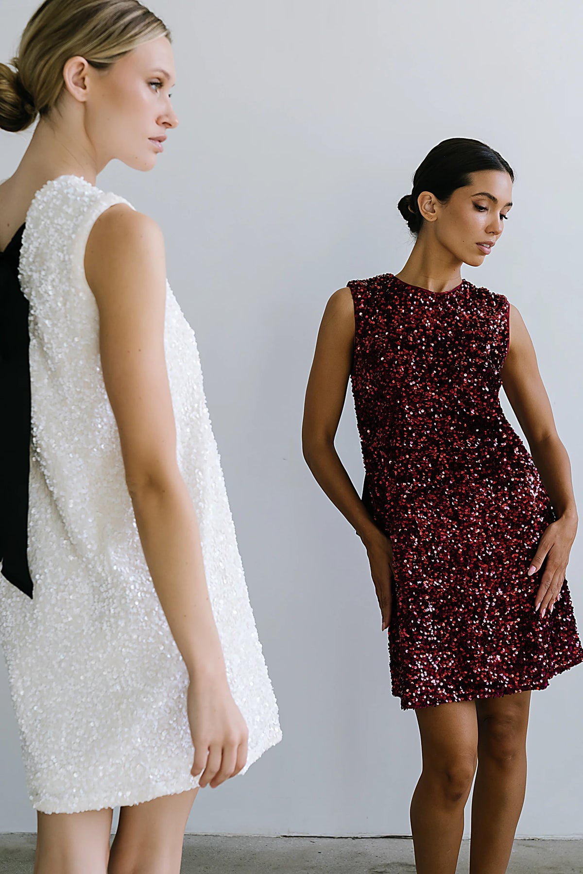 Bessie Sequin Mini Dress in Burgundy
