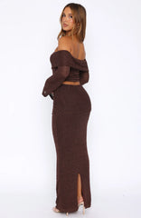 In Too Deep Knit Maxi Skirt Chocolate