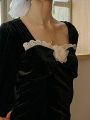 Nyla Square Neck 3D Rose Top