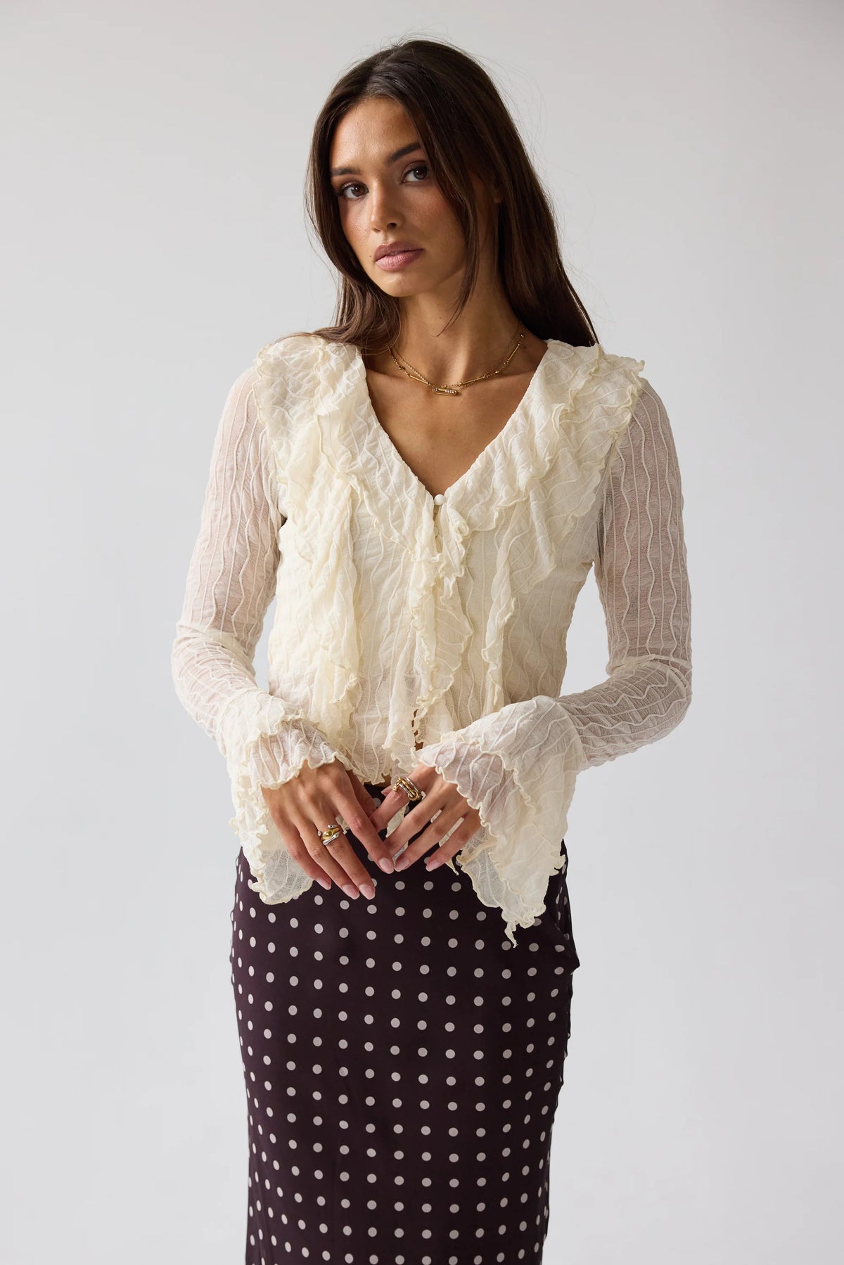Joy Ruffle Top in Ivory