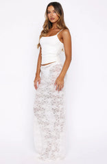 Soft Glow Lace Maxi Skirt Off White
