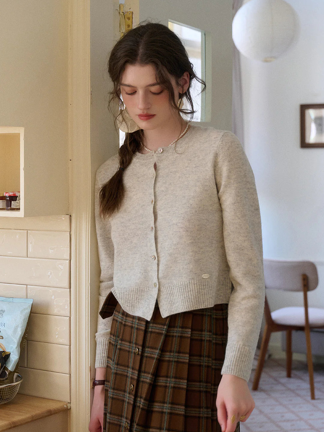 Dayana Round Neck 100% Wool Cardigan