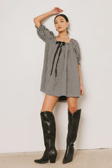 Cody Gingham Mini Dress in Black
