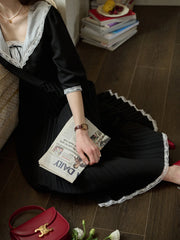 Ellie Square Neck Pleated Viscose Dress