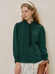 Hanna Puff Sleeve Green Lace Blouse