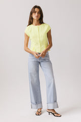 Rumi Button Front Blouse in Yellow