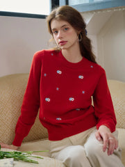 Gracie Round Neck Embroidery Sweater