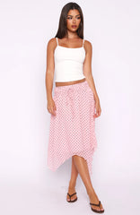Static Soul Midi Skirt Pink Polka Dot