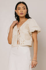 Sylas Embroidered Blouse in Ivory