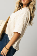 Elia Floral Blouse in Beige