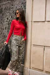 Mallory Button Front Top in Red
