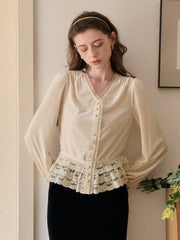 Theodora V-Neck Hollow Blouse