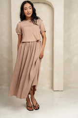 Elani Tie Blouse in Mocha