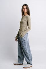 Toby Ribbed Top in Olive