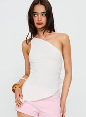 Dominikah One Shoulder Tie Top White