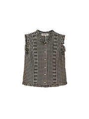 Tessa Round Neck Plaid Sleeveless Viscose Top