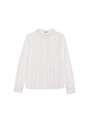 Journi Ruffle Collar Hollow 100% Cotton Blouse