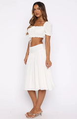 Tender Moments Midi Skirt White