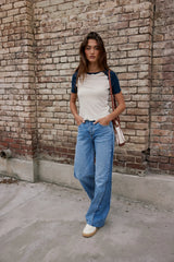 Serra Contrast Top in Navy