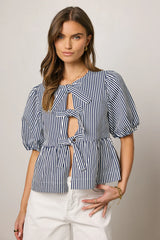 Milandra Striped Peplum Top