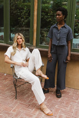 Benji Cotton Gauze Top in Slate Blue