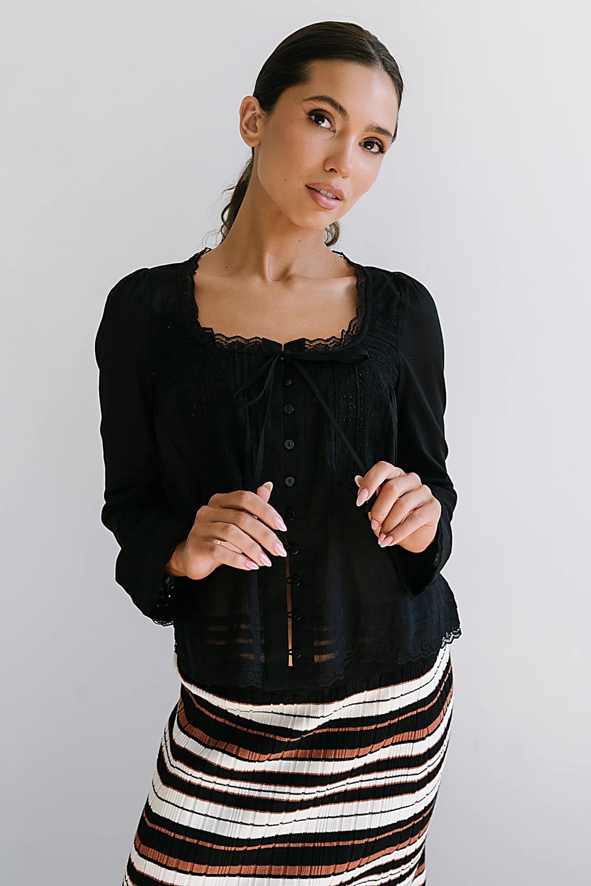 Taylor Sheer Blouse in Black