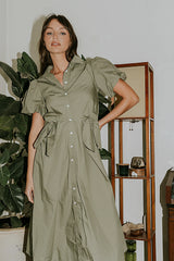 Terry Collared Midi Dress
