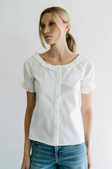 Connie Ruffle Blouse in Cream