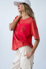 Mary Graphic Tee in Red