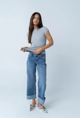 Asher Ribbed top in Heather Grey