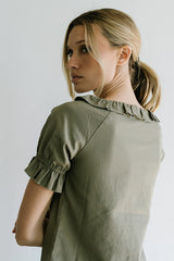 Connie Ruffle Blouse in Olive