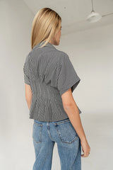Alec Striped Blouse in Grey