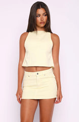 Happiness Is Key Denim Top Lemon Wash