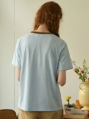 Daphne Round Neck Embroidery 100% Cotton T-shirt