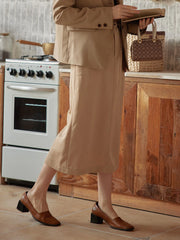 Odette Straight Khaki Midi Skirt