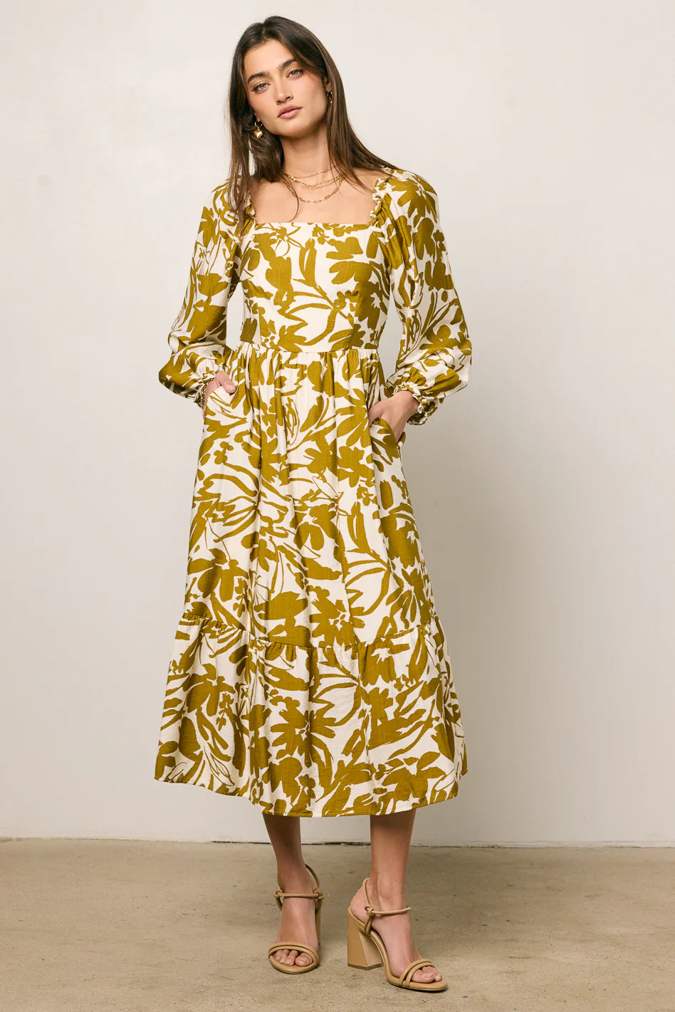 Soren Midi Dress in Mustard