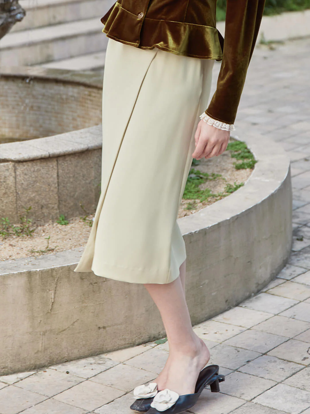 Giselle Midi Skirt-Apricot Green