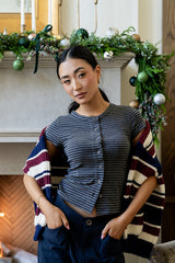 Trisha Striped Top in Navy