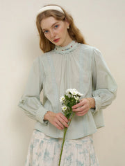 Aylin Mock Neck Embroidered Shirt