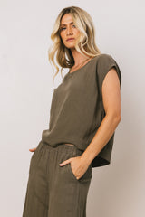 Jaylen Boxy Blouse in Olive