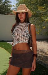 We Go Down Together Mini Skirt Brown