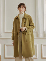 Simple Retro Kiera Wool Green Long Coat