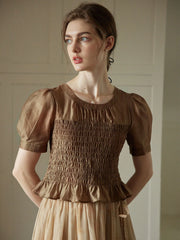 Lillie Vintage Court Ruffle Puff Sleeve Blouse