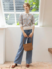 Leather Jane Handbag-Light Brown