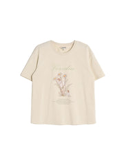 Maci Round Neck Vintage Pattern T-shirt - Apricot
